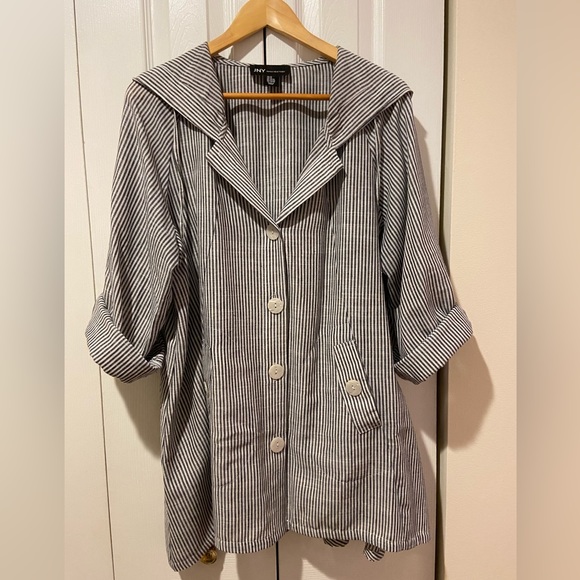 Jones New York~Washable Linen Blend A-Line Hooded Jacket~Super Flattering! - Picture 6 of 12